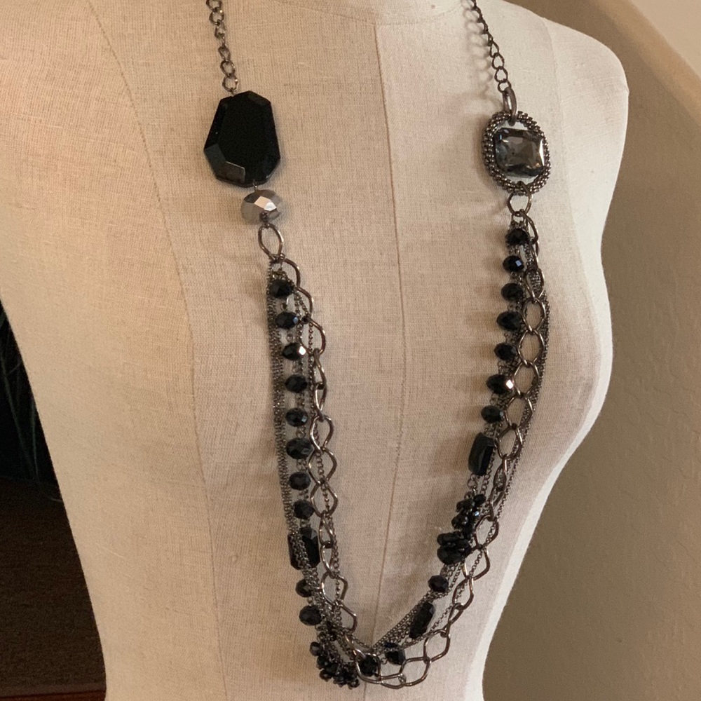 Lucky Star Jewels Layered Gun Metal Necklace